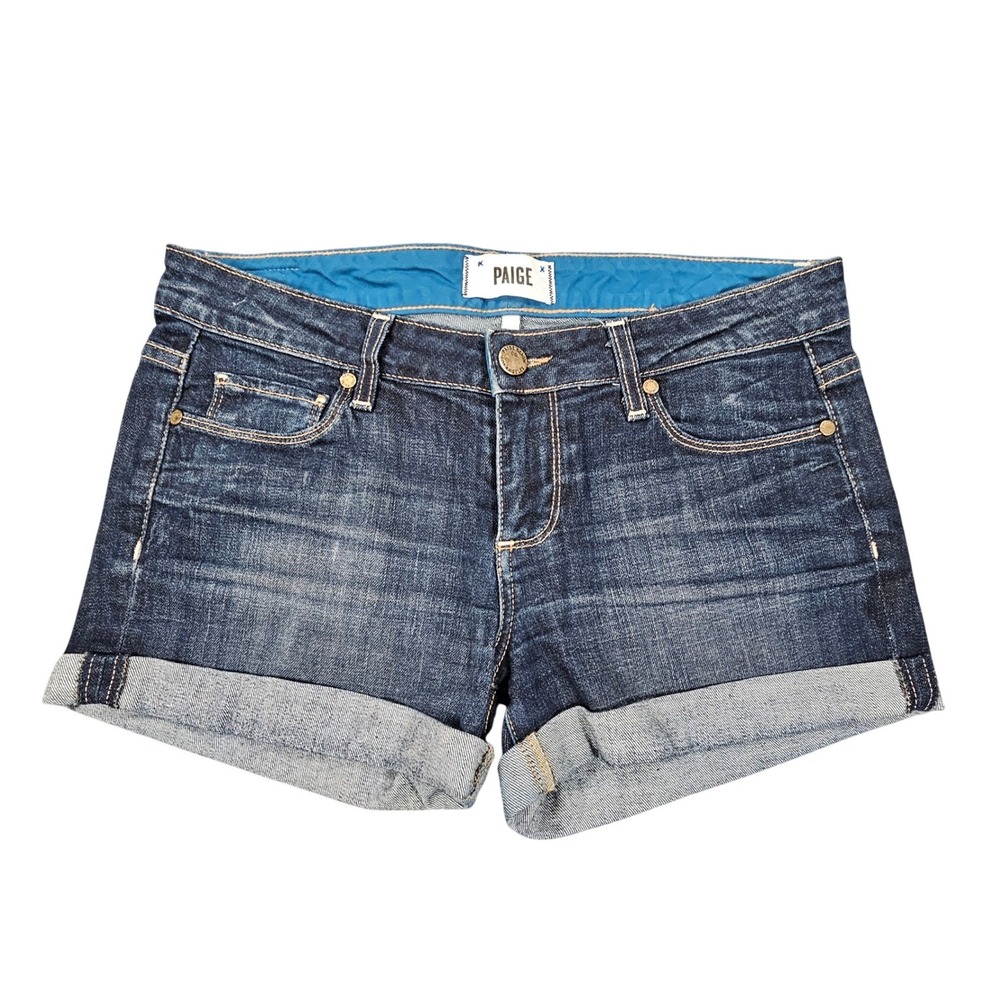 Paige Jimmy Jimmy Women 26 Cuffed Denim Shorts Cotton Stretch Summer Dark Wash